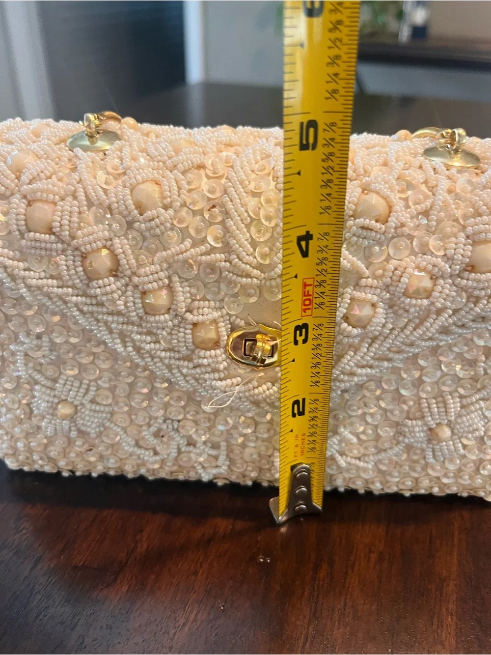 Beaded Ivory Pearl Evening Bag and Coin Purse Set